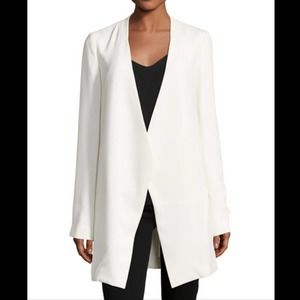 Theory Winola Admiral Collarless Crepe Jacket, White size 12